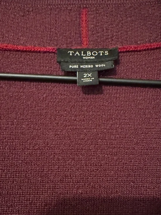 Talbots Burgundy and Hot Pink Striped Open Cardigan - Picture 4 of 5